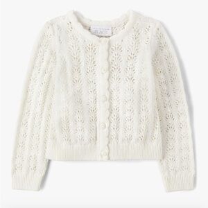 The Children's Place WHITE POINTELLE Knit Cardigan Sweater / 12-18 months / NWOT